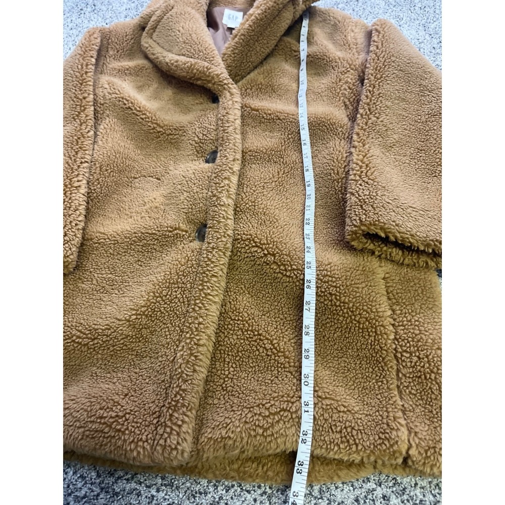 Gap Teddy Coat Womens Small Brown Teddy Sherpa Faux Fur Button Front - Picture 8 of 10